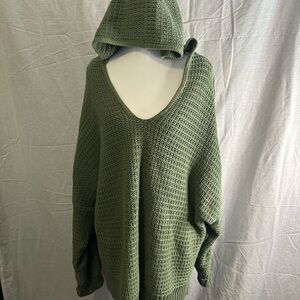 Rachel Zoe Sage Green V-Neck Hooded Sweater
